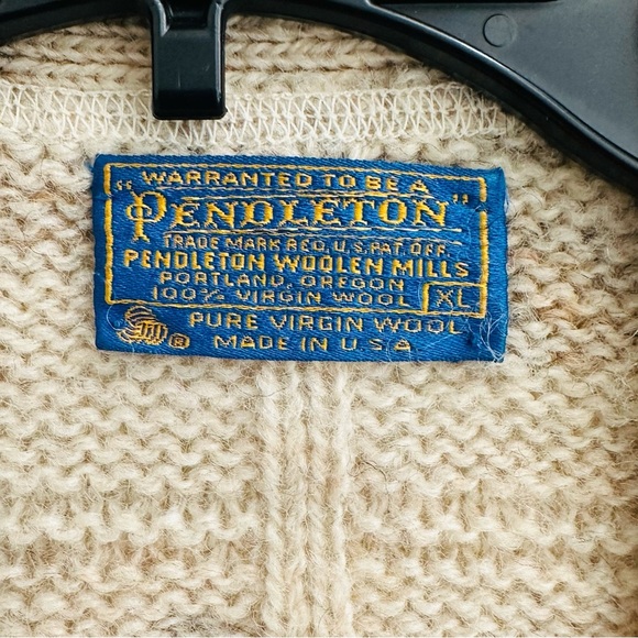 Vintage Pendleton Men's Wool Knit Cardigan Beige Plaid Button Front size XL - Picture 6 of 12
